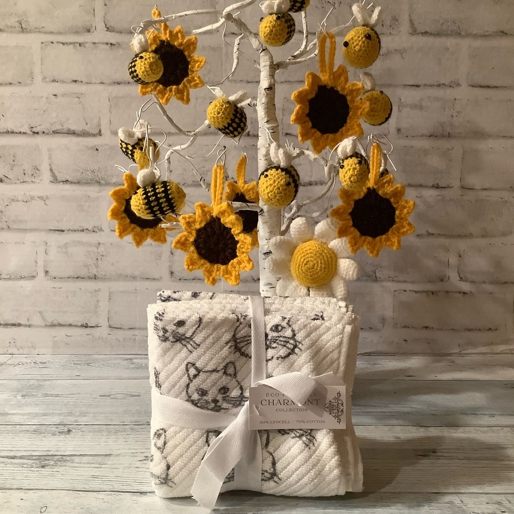 Charmont 4 Pk Cat Print Washcloths